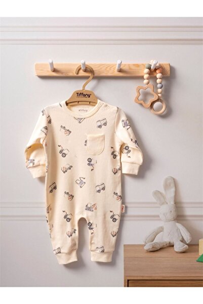 Tiffany بذلة طفل رضيع - موضوع آلة العمل العضوية، Ecru ORG 24 23004