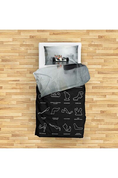 The Lucid Lab All Tracks / Formula 1 Pistleri / Rain Man V2 Çift Taraflı Nevresim Takımı 160 Cm X 220 Cm