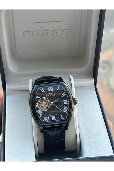 FERRO 3 Atm Water Resistant Leather Band Men's Wrist Watch - Automatic Mechanism Efm40124B-G