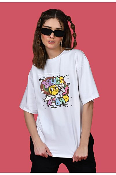 Pink Sky Наркотики - це погано Надрукована велика бавовняна футболка