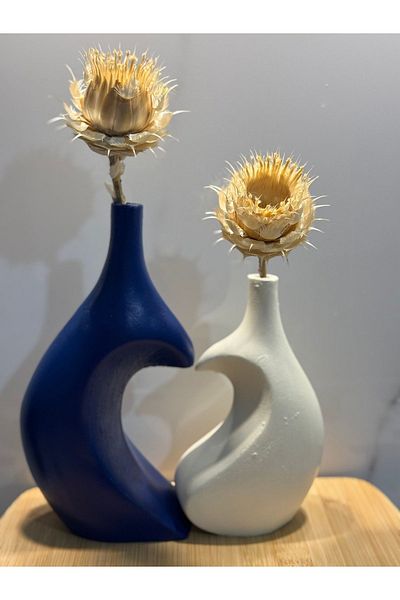 BLANJ Dear Heart Vase - Navy/Cream
