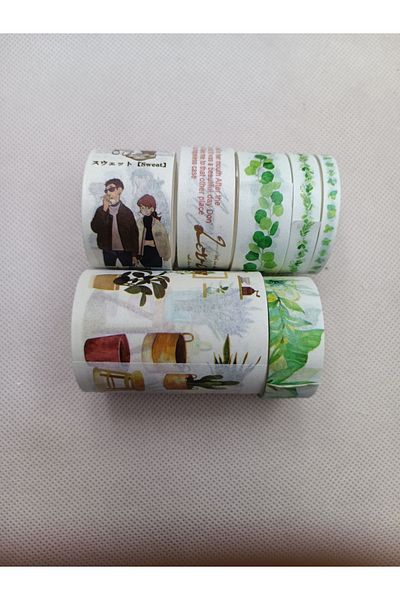 Meyra Accessories 7 Pieces Different Size Friend Flower Themed Colorful Tape Gift Set