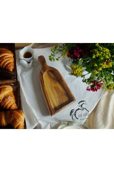 Krb Ahsap Natural Wooden Presentation and Board - Breakfast Plate and Snack Bowl