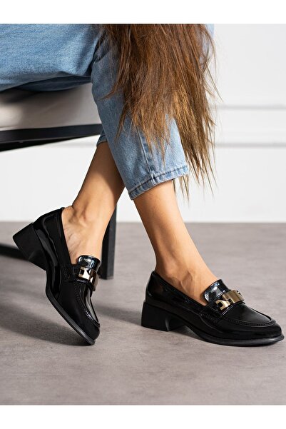 Alemdar Shoes DESY Siyah Rugan Toka Detay Kadın Loafer
