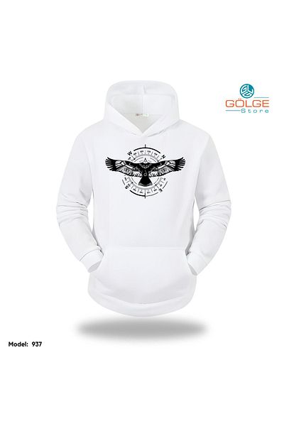Gölge Store Hanorac cu glugă unisex supradimensionat cu imprimeu busolă și piept de vultur