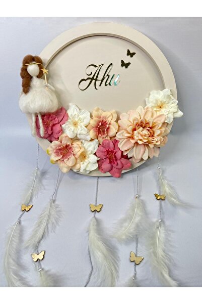 Mr Home LEDLİ KEÇE BEBEKLİ KIZ BEBEK ODASI KAPI SÜSÜ-ÇOCUK ODASI KAPI SÜSÜ-ÇİÇEKLİ KAPI SÜSÜ