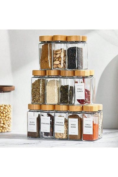 ÇIRPAN EV Akasya 12-Piece Spice Jar Set