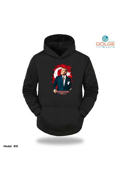 Gölge Store Унисекс суитшърт с качулка и щампа на гърдите на Ататюрк