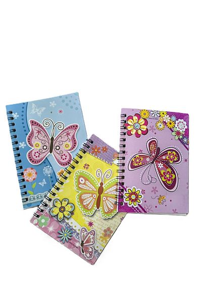 Bluoksweet 3-Piece Butterfly and Flower Patterned Notepad for Children