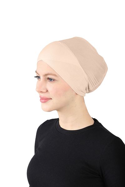 Ecardin Seamless Thin Parisian Cross Bonnet - Breathable, Light Mink - St 370