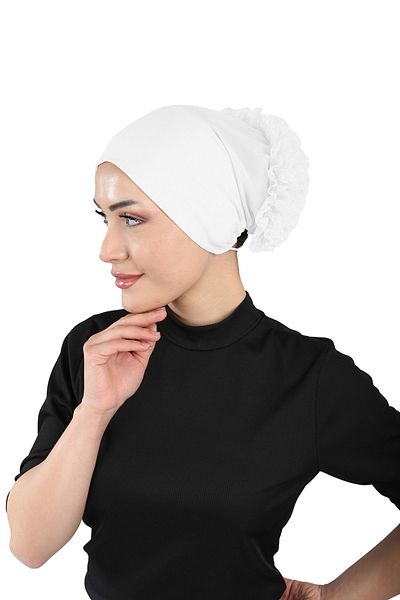 Ecardin White Fit Bonnet Laced Adjustable Knob Comfortable - St 305