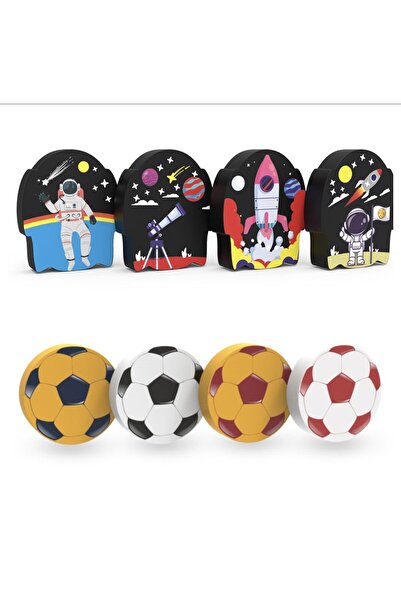 Bidigago Set of 8 Space - Galaxy Eraser and Football Ball Eraser