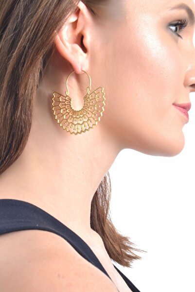 LABALABA Kadın Altın Renk Kaplama Geçirmeli Model Telkari Koleksıyonu Küpe