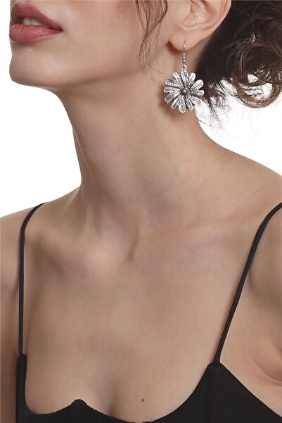 LABALABA Kadın Antik Gümüş Kaplama Sallantılı Model Çiçek Formlu Küpe