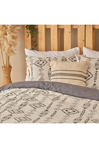 Bella Maison 100% Cotton Ranforce Blake King Size Duvet Cover Set Anthracite (240X220 cm)
