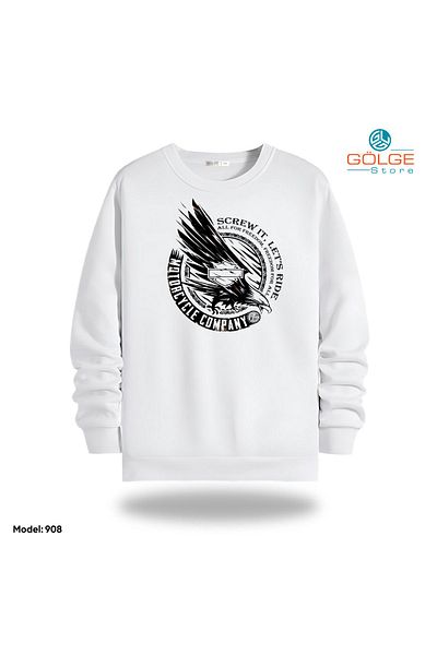Gölge Store Φούτερ MoTorCycLeS με στάμπα στήθους Slimfit Crew Neck 2 νήματα Unisex