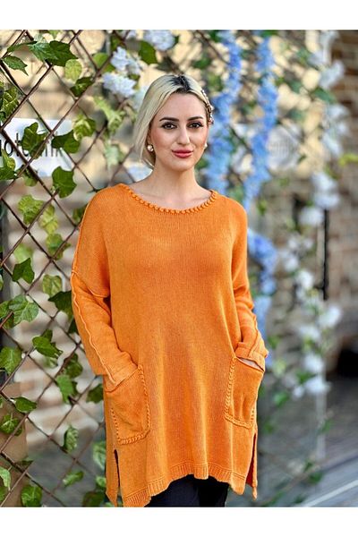 Punta Otantik Orange Knitwear Blouse - Sc2426 Washable Design