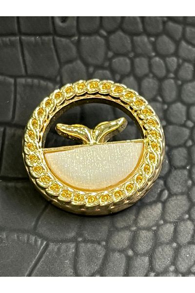 ODDA TASARIM ATÖLYESİ Luxury Dolphin Fish with Chain and Yellow Crystal Stones - Multi Special Button with Tail (1 Piece)