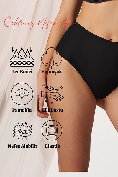 KUIN Pack of 5 High Waist Bato Large Size Cotton Combed Lycra Panties