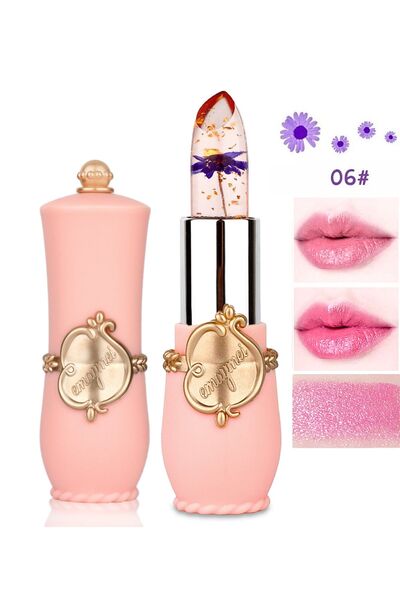 vipcheap No6 Emaymei Jelly Çiçekli Ruj Uzun Süre Kalıcı Dudak Balsamı Nemlendirici Etkili Dudak Parlatıcı Ruj
