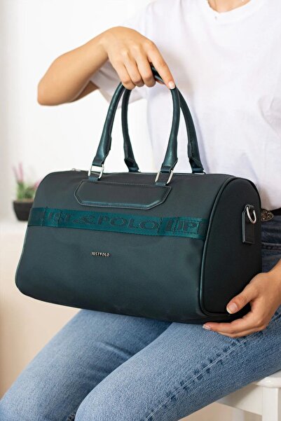 Just Polo قماش لاكوس للموسم الجديد - حقيبة يد وكتف اسطوانية كبيرة