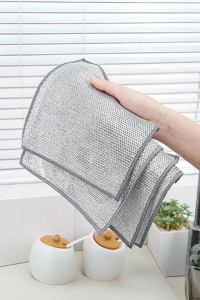 Comprox 4 قطع قماش سلكي من الصعب والأوساخ والإينوكس - سلك غسالة الأطباق وقماش حمام المطبخ، قماش تنظيف متعدد الأغراض