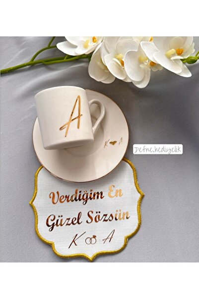 Defne Hediyelik Damat fincanı ve mendil