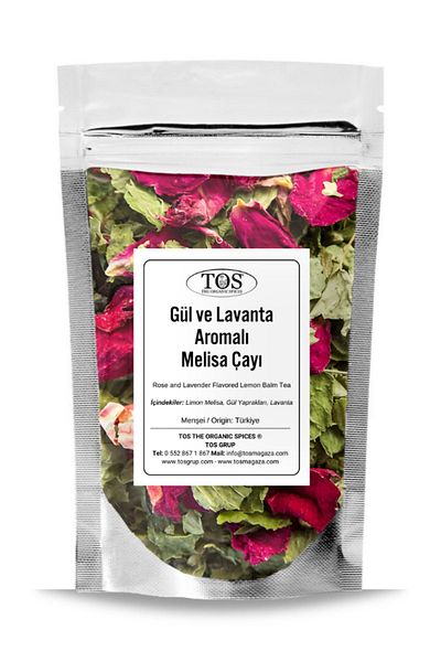 TOS The Organic Spices شاي ميليسا - برائحة الورد واللافندر، 40 جرام، الأول جودة (شاي بلسم الليمون بنكهة الورد واللافندر)
