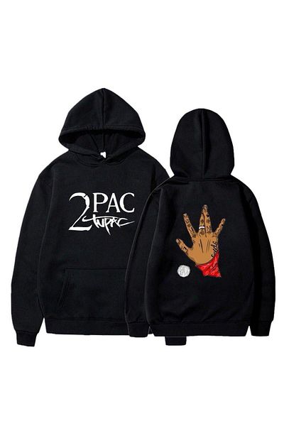 JoneBase Tupac Printed Unisex Oversize Hooded Cotton Sweatshirt 2 Pack