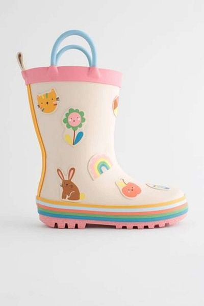 Next Baby Cizme de ploaie impermeabile cu model animal crem