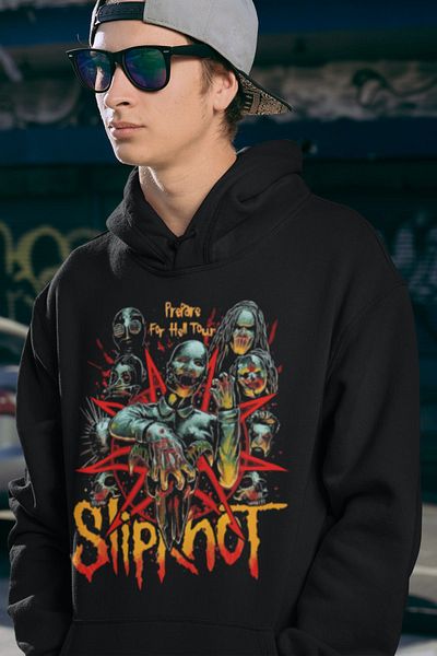 SEVBANO Slipknot Printed Unisex Oversize Music Group Hoodie