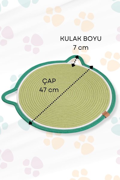 DALİSA Jüt Kedi Matı, Evcil Hayvan Mama Paspası, Dekoratif Hasır Paspas
