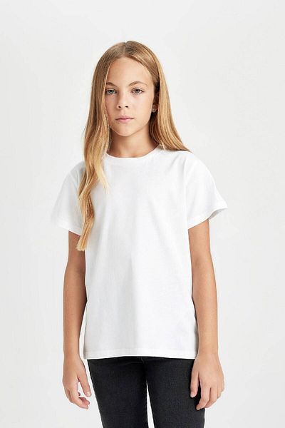 DeFacto Dívčí tričko Crew Neck Basic Plain s krátkým rukávem D8506a8ns