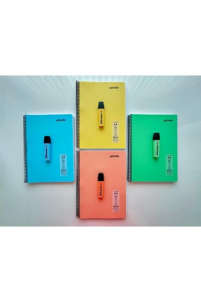 Mynote Σετ σημειωματάριων Stabilo Boss Pastel 4 τεμαχίων + σετ επισήμανσης - 140 φύλλα καρό