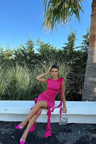 Eyyo Φούξια βολάν Λεπτομέρεια Μίνι Φόρεμα ATE7946