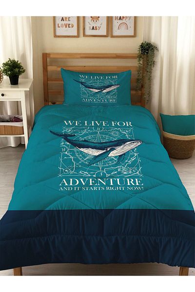 Evmila Ift Single Quilted Quilt - Sided Patterned Sleeping Set - Without Lump