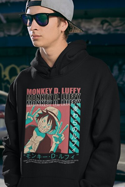 SEVBANO Unisex oversize hoodie - lik iz animea sa printom Monkey D. Luffy
