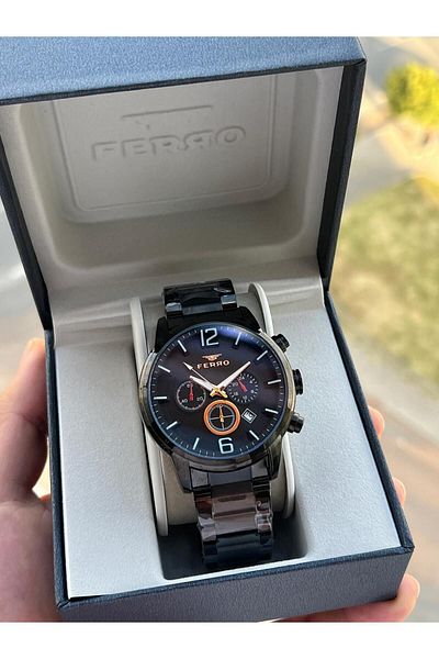 FERRO 30 Mt Waterproof Men's Wrist Watch with Steel Cord - Calendar, Inner Functions Active Efm31916-G