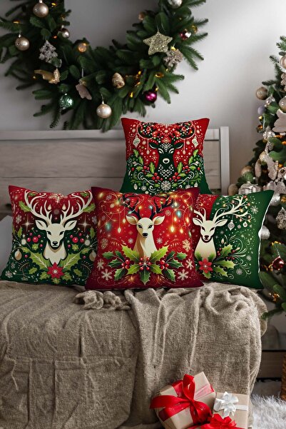 Royalte Set de 4 cerb decorativ din catifea de lux, cu tematică de Anul Nou -...