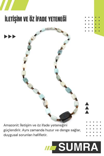 SUMRA Natural Stone Necklace Amazonite and Tiger Eye - Sm-B-0107
