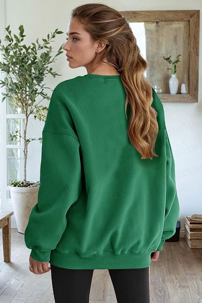 Millionaire Γυναικείο φούτερ Fleece Green Martini Printed - 0 Crew Neck, Oversize Loose Cut