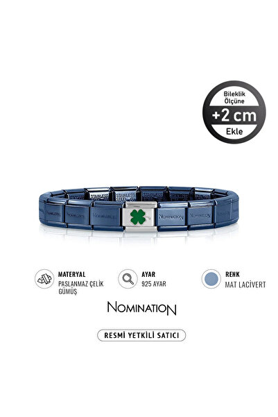 NOMİNATİON Italy Composable 925 Ayar Gümüş Yonca ve Çelik Bileklik Mat Lacivert
