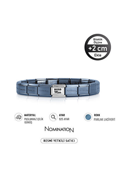 NOMİNATİON Italy Composable 925 Ayar Gümüş Boss Man ve Çelik Bileklik Lacivert