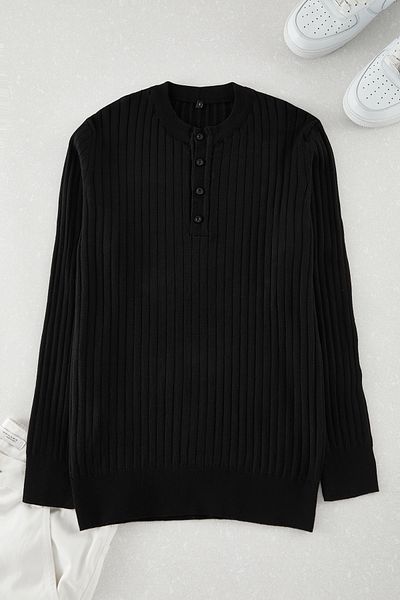 Trendyol Collection Μαύρο πλεκτό πουλόβερ με υφή με λεπτή εφαρμογή με λαιμόκοψη TEDAW25KZ00019