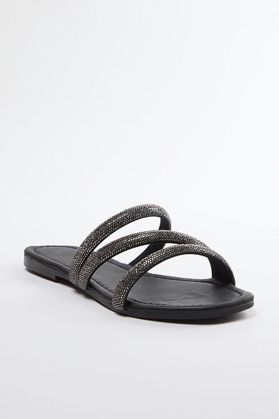 TRENDYOL SHOES Dámské večerní pantofle Black Stone Detailed - Takaw25Te00006