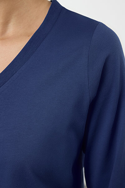 Trendyol Collection Pletené tričko Saks Colorful Basic s dlouhým rukávem a výstřihem do V – 100% bavlna Twoaw21Ts0099