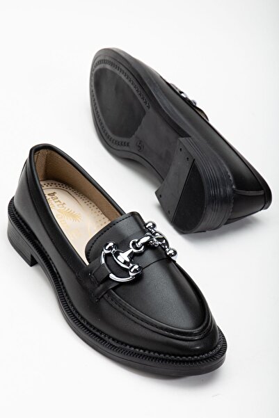 GULT Дамски метални мокасини с детайли, черни