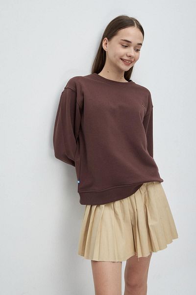 UCLA Sunniva Women's Sweatshirt - Brown Color, Crew Neck, Embroidery Detail, Loose Fit