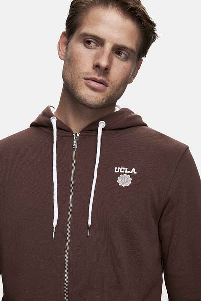 UCLA Hilgard Men's Sweatshirt - Dark Brown, Hooded and Zippered, Printed Standard Fit