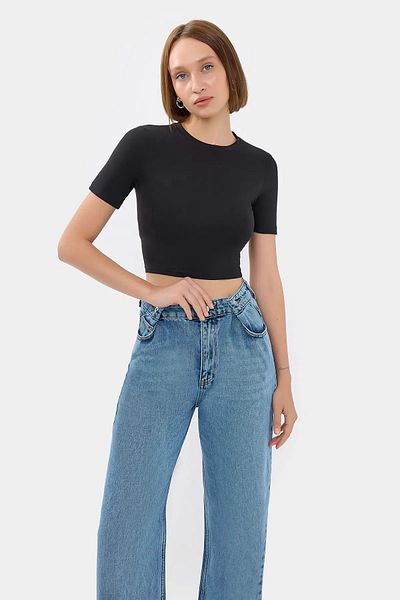 Hiccup Crop Top cu gât crew - Model de bază
